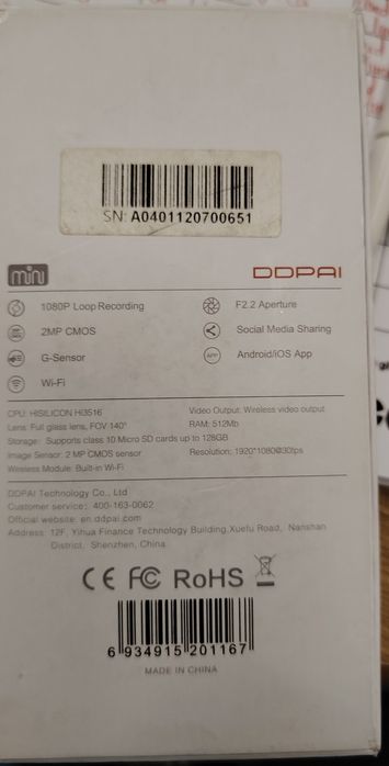 Cameră auto DDPAI MINI