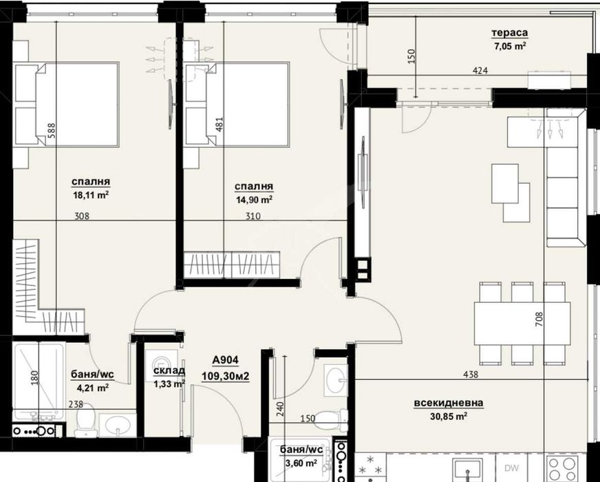 Продава се Тристаен апартамент в Бургас, Изгрев - 109 кв.м за 1212 €/кв.м - Снимка #1