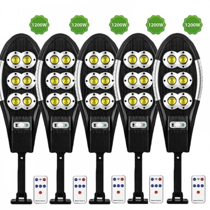 Комплект 5 броя Мощна Соларна LED улична лампа със сензор за движение