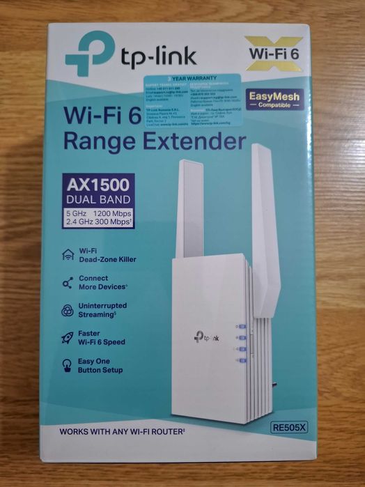 Range Extender TP-Link RE505X Wi-Fi 6 Dual-Band Gigabit AX1500