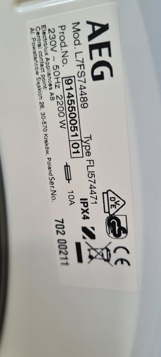 Топ Пералня AEG L7FS74489 8КГ. 1400обр A+++ -30% ИНВЕРТОРЕН МОТОР