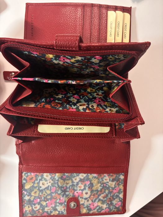 Portofel dama rosu din piele naturala