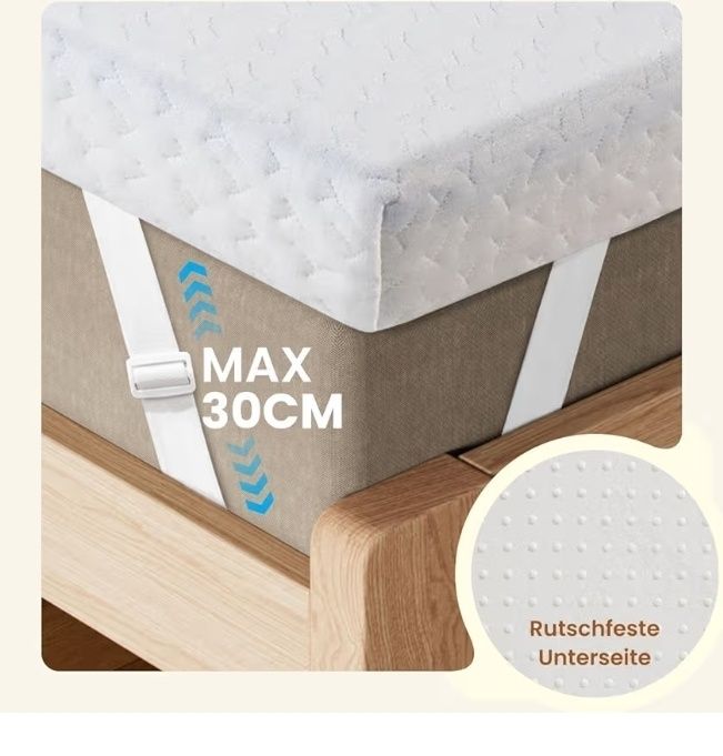 Topper  extensibil cu spumă gel 180 x 200 cm, H3 și H4, înălțime 7,5