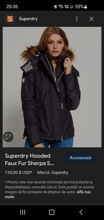 Geaca Superdry Wind attacker dama gluga blana primavara