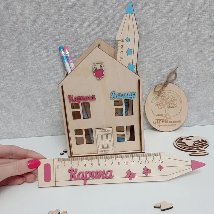 Карандашница, именные ленейки