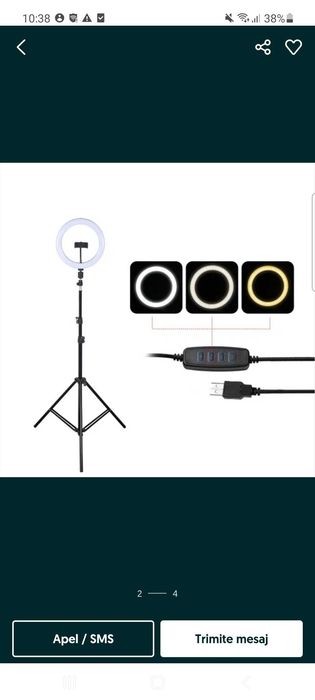 Lampă usb circulară cu trepied