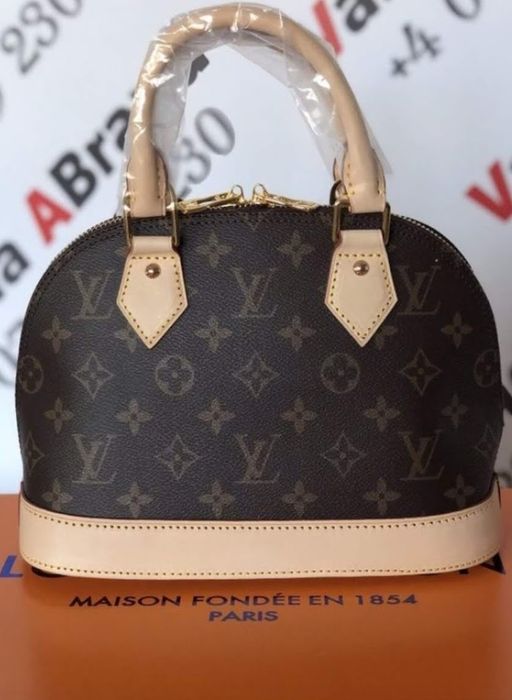 Geanta mini LV Alma,France,curea detasabila umăr, saculet, etichetă
