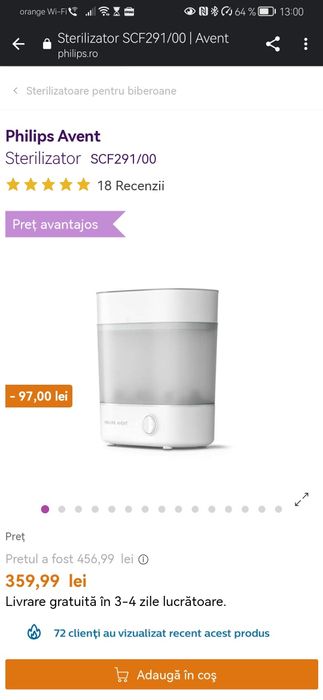 Sterilizator biberoane Philips avent