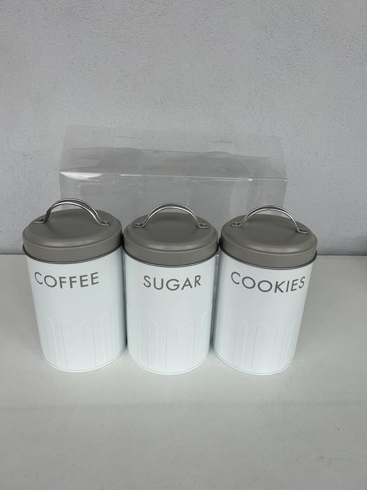 Set 3 recipiente zahar, cafea, etc