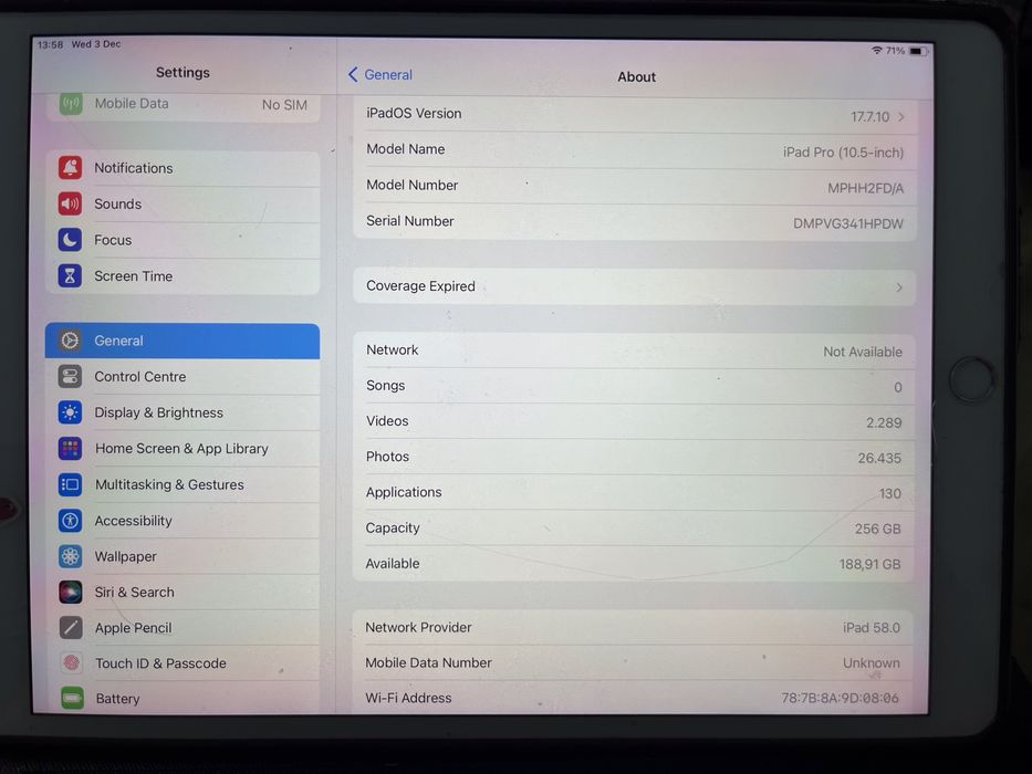 Vand Apple iPad 10 Pro (cu slot pentru sim) 10,5 inch 256 GB