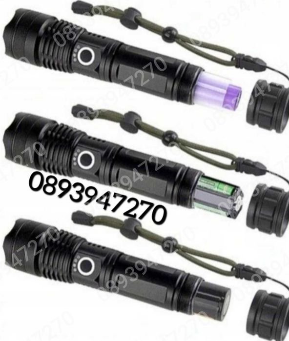 ПРОМО! Мощен лед фенер 900000 лумен POLICE, USB, зуум, водоустойчив