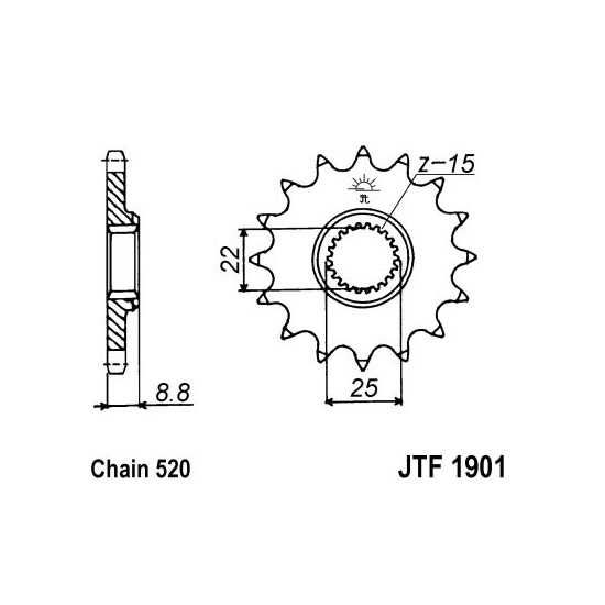 Зъбно колело(пиньон) - предно JT SPROCKETS  JTF1901,13 - 520, зъби: 13