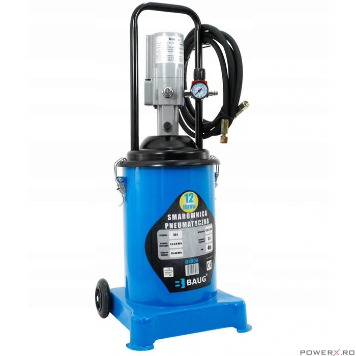 Pompa de gresat pneumatica, gresor pneumatic 12L, furtun 4M Baug