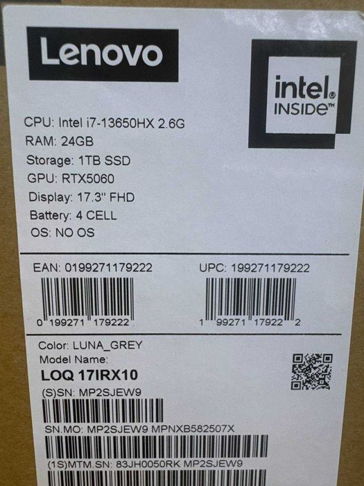 Lenovo LOQ 17IRX10 / i7-13650HX / RTX 5060