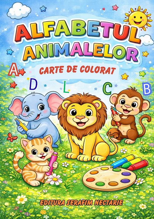 Carte de colorat copii – Alfabetul animalelor (spiralată,A4)