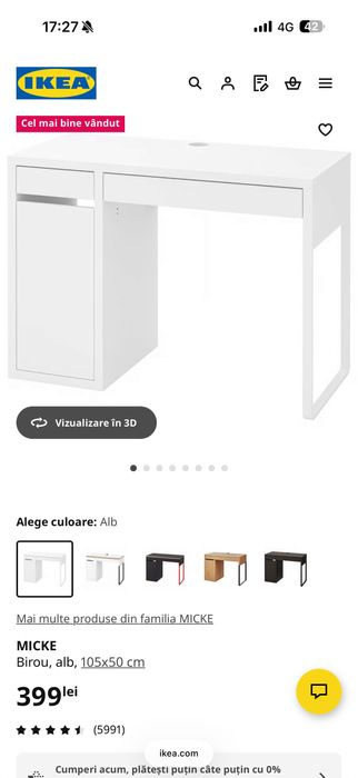 Birou alb ikea stare foarte buna
