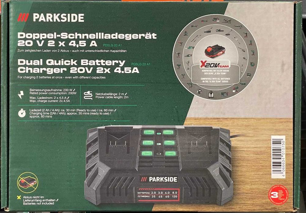 Нови батерии и зарядни Parkside 20V 2Ah и 4Ah lI-iON и 12V 2Ah и 4Ah