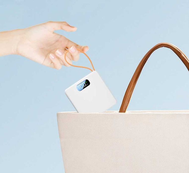 DPLUS 10000mAh Външна Батерия Power Bank Вграден Кабел Type C Дисплей
