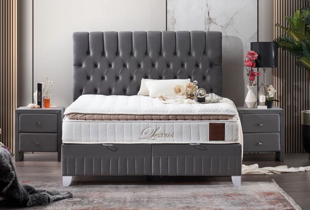 Тапицирано легло Lexus Платинено Сиво с луксозен матрак