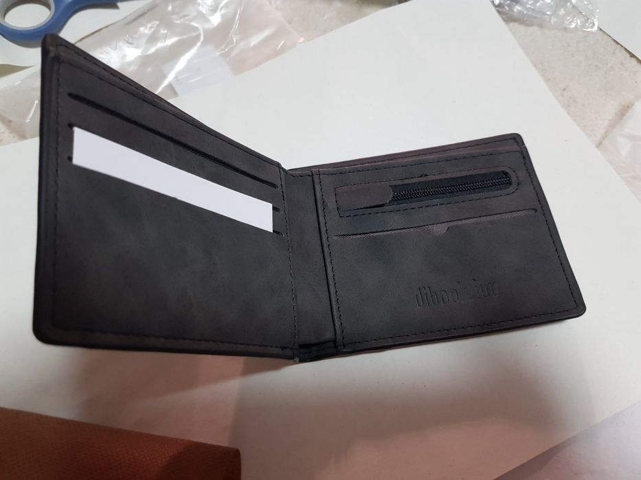 Стилен сив портфейл, мека PU кожа, карти документи пари, органайзер