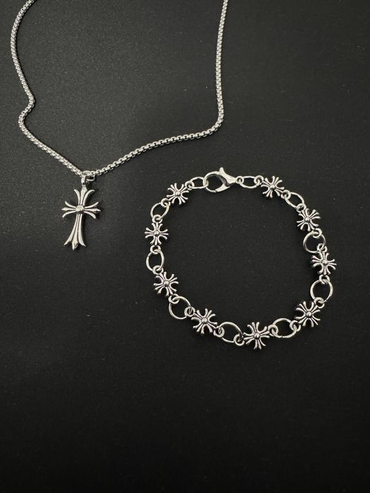 Set Chrome Hearts Lantisor si bratara cross