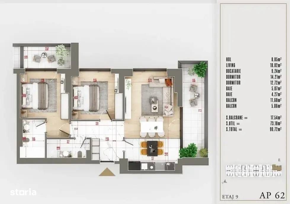 NOU Apartament 3 camere cu izolatie fonica