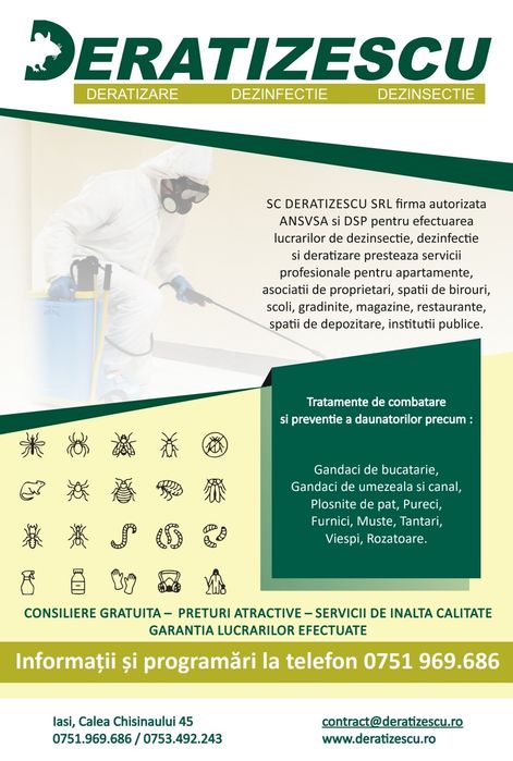 Dezinfectie, Dezinsectie, Deratizare profesionala - servicii DDD