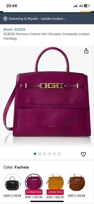 Чанта естествена кожа Guess иригинална