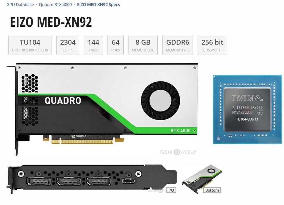 Nvidia Quadro за медицинска диагностика RTX 4000 EIZO MED-XN92