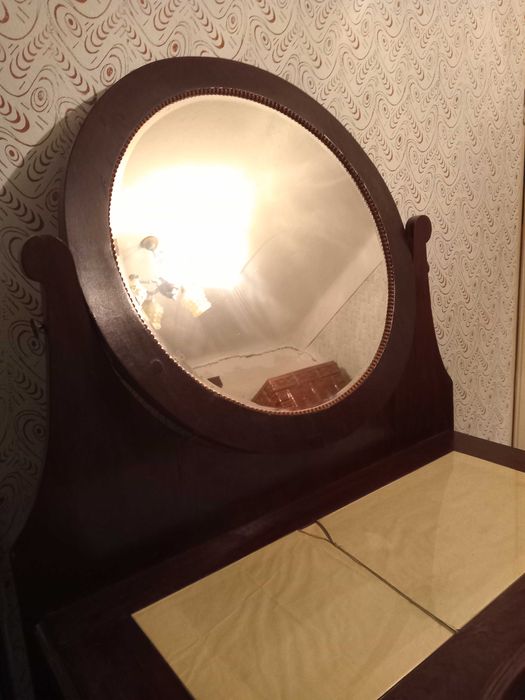 Toaletă interbelică Art Deco cu oglindă originală – lemn masiv