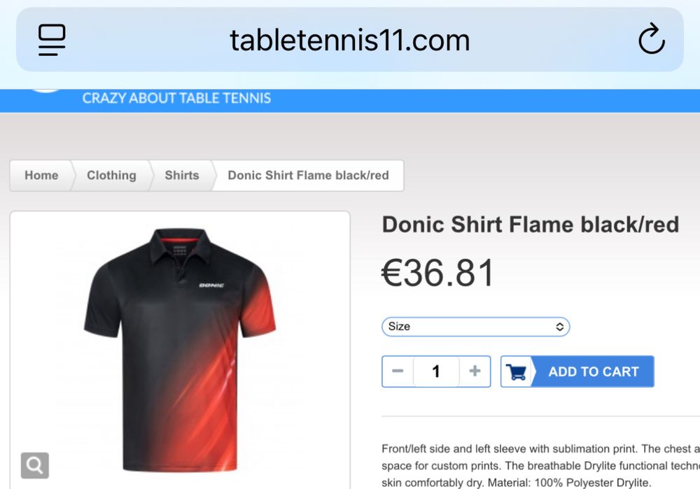 Оригинальная футболка Donic для настольного тенниса, размер XL