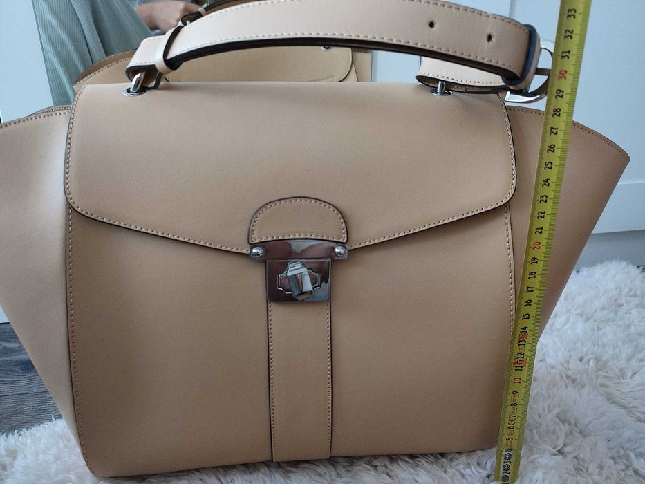 Geantă piele  naturală vițel bej made in ITALY