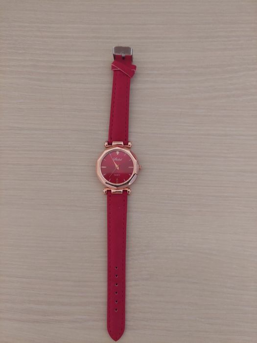 Ceas dama Akshd rosu quartz curea rosie elegant