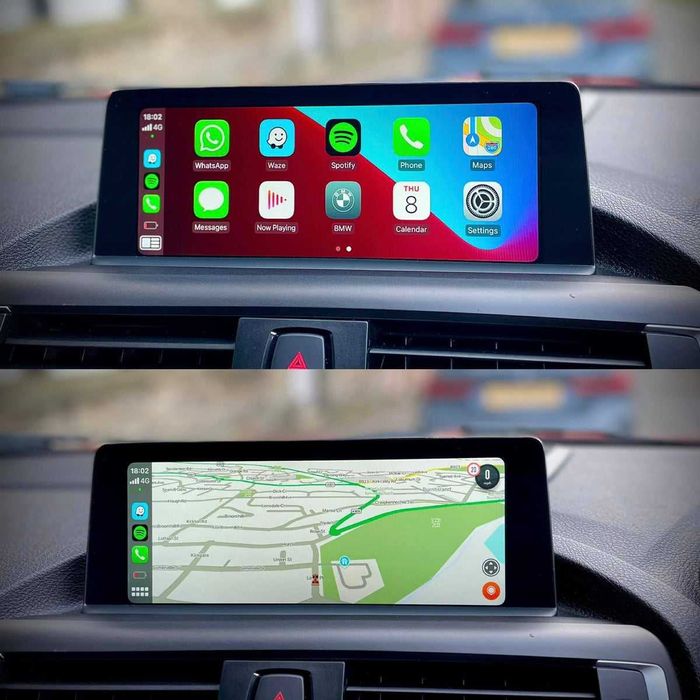 Retrofit CarPlay BMW activare screen mirror Waze maps apple iphone