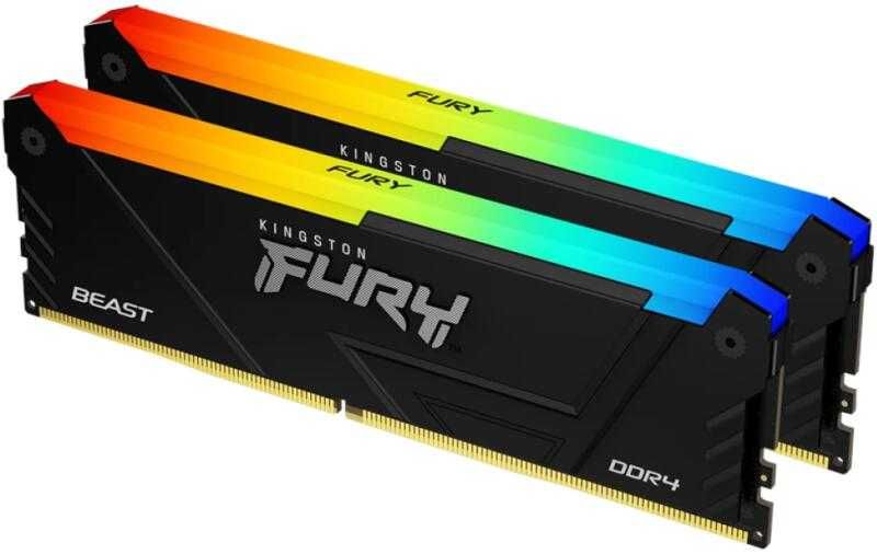 Memorie RAM 16GB Kingston FURY Beast Black RGB DDR4 3200MHz CL16 KF432C16BB2A/16 KF432C16BB2A-16