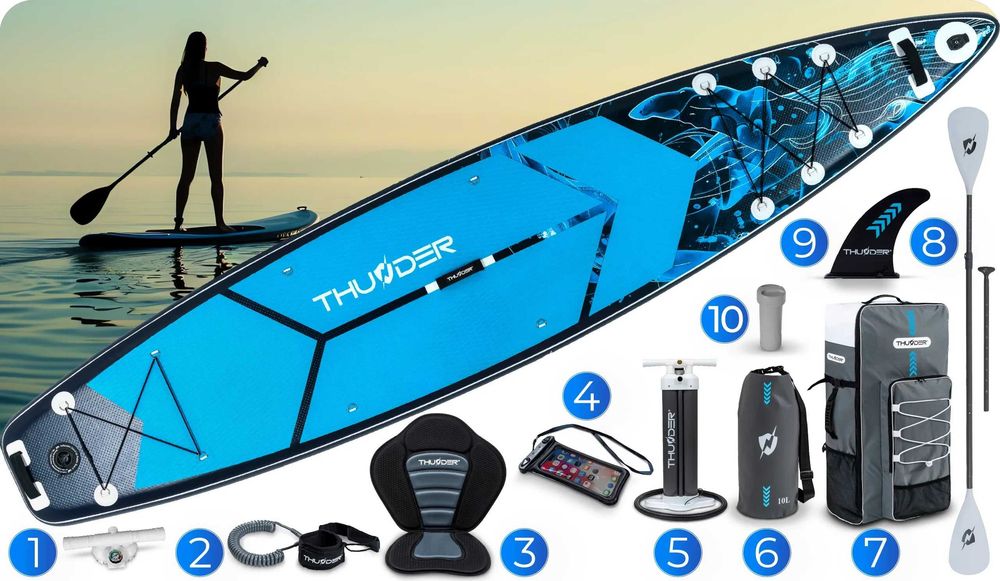Placa Gonflabila Stand Up Paddle SUP 365cm + Scaun Caiac, Nouă, Sigilată, Set Premium Ultra Complet