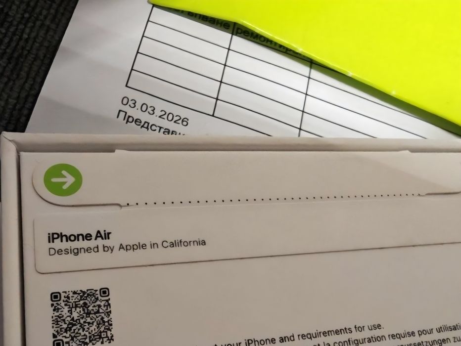 ЗАПЕЧАТАН 256GB iPhone 17 Air 5G Yettel Гаранция 2029г. Black | Черен