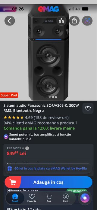Boxa Panasonic bluetooth 300w