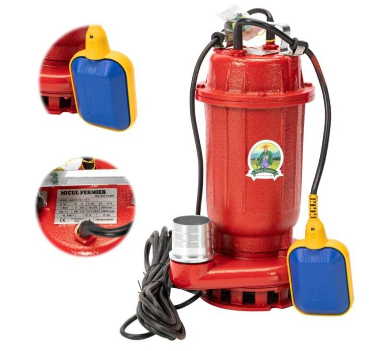 Pompa submersibila pentru Apa Murdara 16m Rosie 1,1kw cu plutitor