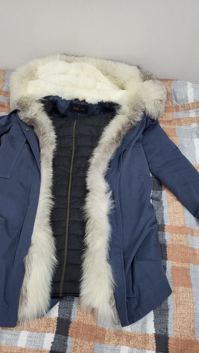 Парка джинсовая с мехом