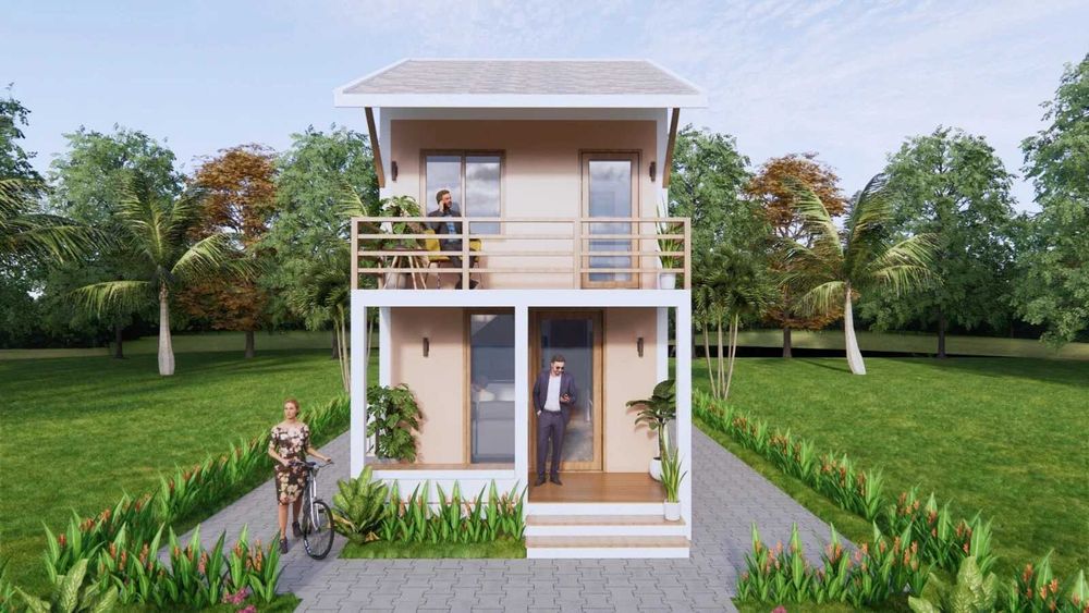 НА ИЗПЛАЩАНЕ - Двуетажна сглобяема къща с 2 спални, 56 кв. м