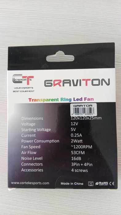 Set 3 ventilatoare PC RGB Graviton 120mm