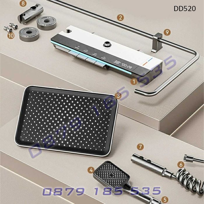 Луксозна душ система LED дисплей температура време пита слушалка баня