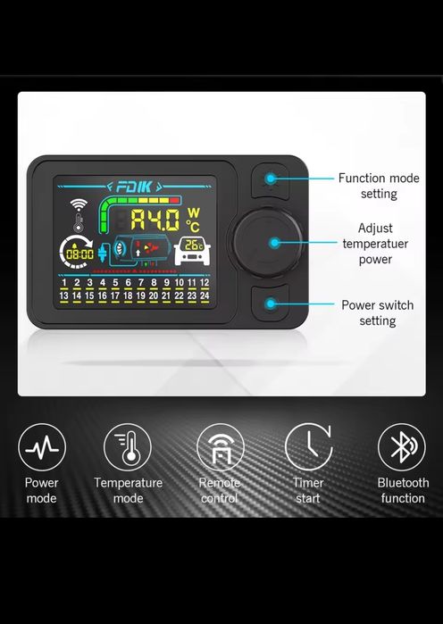Incalzitor Motorina, Sirocou Portabil, compact 12/220V 8kw Bluetooth