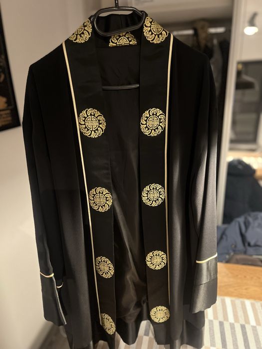 Jacheta/tunica/kimono ceremoniala neagra cu broderie aurie, art