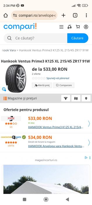 Anvelope vara hankook 215/45/r17
