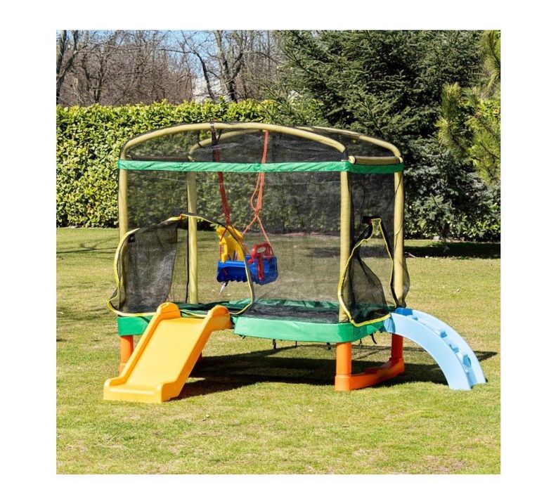 Голям батут Chipolino - Playground, с пързалка, 200 cm, зелен