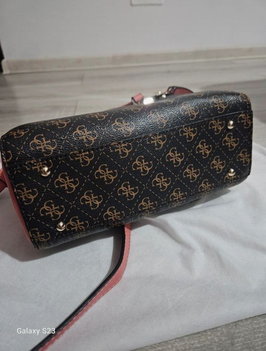 Guess, Geanta de piele ecologica, cu bareta de mana Camy