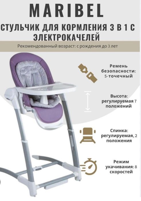 Стульчик для кормления, электрокачеля