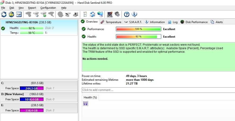 Solid-State Drive (SSD) SK hynix 256GB M.2 PCIe NVMe HFM256GDJTNG-8310